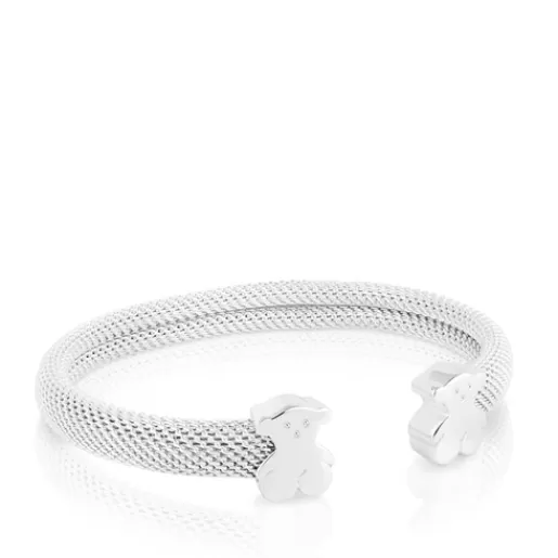 Outlet Mesh Silver Bangle Bear motif Kids Silver Bracelets | Bangle Bracelets