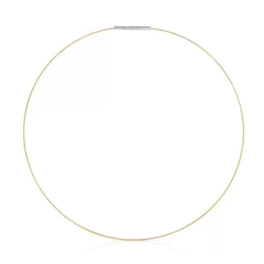 Fashion Mesh Tube gold and steel Necklace Gold Necklaces | Short Necklaces