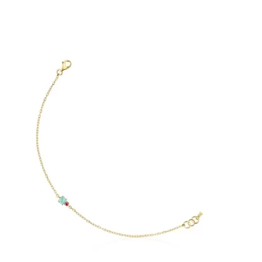 Cheap Mini Ivette Bracelet in Gold with Amazonite and Ruby Gold Bracelets | Chain Bracelets