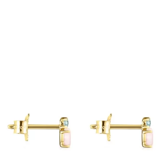 Best Mini Ivette Earrings in with Opal and Topaz Gold Earrings | Small Earrings