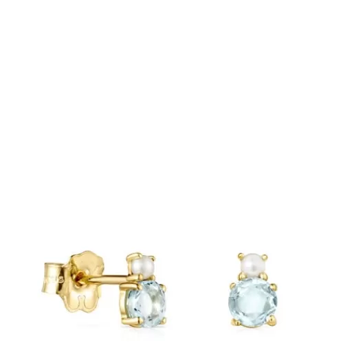 Sale Mini Ivette Earrings in with Topaz and Pearl Gold Earrings | Small Earrings