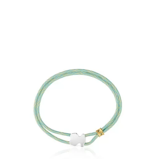 Store Mint-colored elastic Bracelet with bear Sweet Dolls Kids Silver Bracelets | Cord And Thread Bracelets
