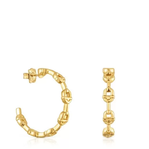 Flash Sale 30 mm 18kt gold plating over silver logo Hoop earrings MANIFESTO Silver Earrings | Hoop Earrings