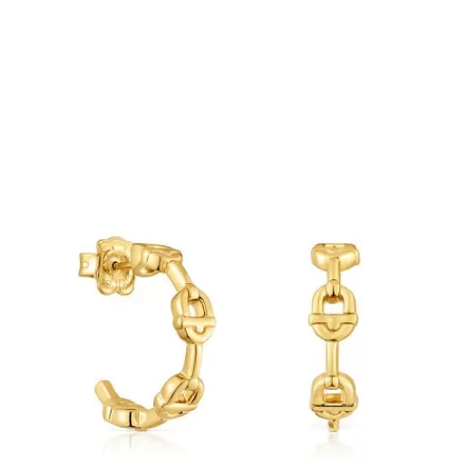 Shop 17.4 mm 18kt gold plating over silver logo Hoop earrings MANIFESTO Silver Earrings | Hoop Earrings