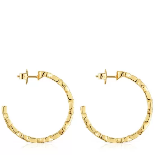 Flash Sale 30 mm 18kt gold plating over silver logo Hoop earrings MANIFESTO Silver Earrings | Hoop Earrings