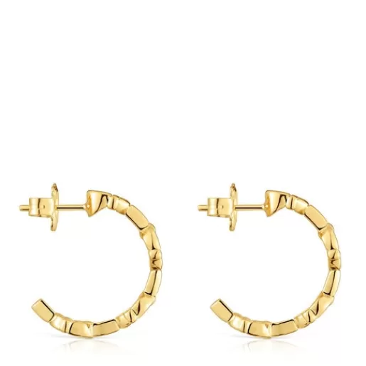 Shop 17.4 mm 18kt gold plating over silver logo Hoop earrings MANIFESTO Silver Earrings | Hoop Earrings