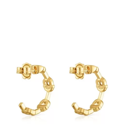 Shop 17.4 mm 18kt gold plating over silver logo Hoop earrings MANIFESTO Silver Earrings | Hoop Earrings