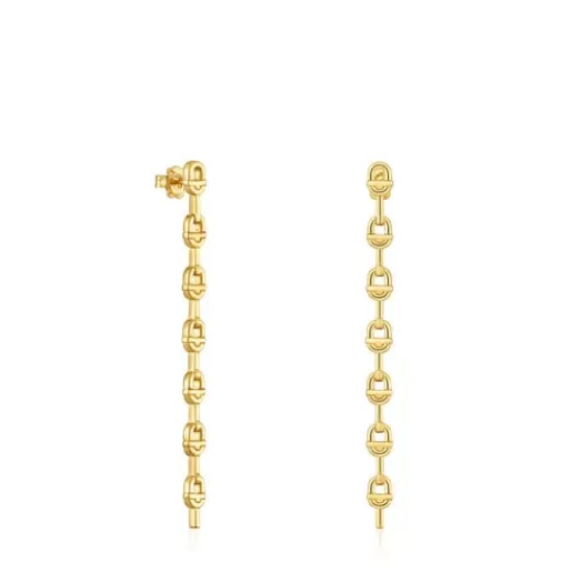 Discount 30 mm 18kt gold plating over silver logo long Earrings MANIFESTO Silver Earrings | Large Earrings