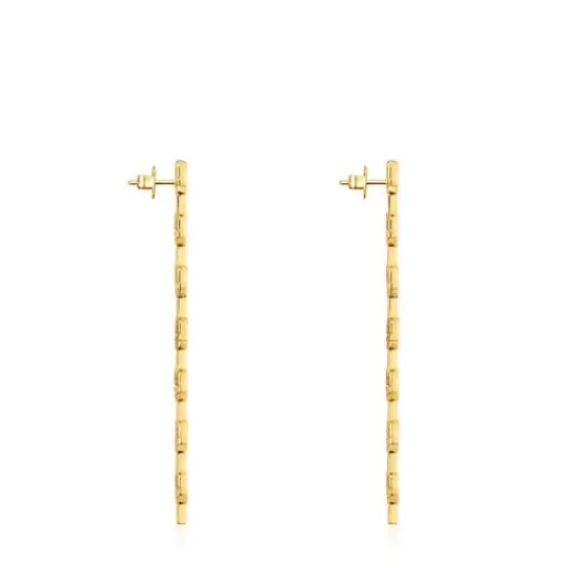 Discount 30 mm 18kt gold plating over silver logo long Earrings MANIFESTO Silver Earrings | Large Earrings