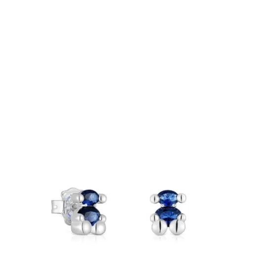Fashion 8 mm bear motif Earrings with laboratory-grown lilac-colored sapphire Color Bear LGG Small Earrings