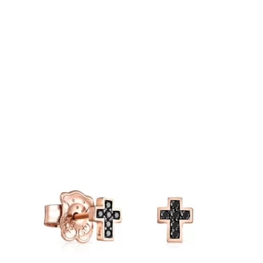 Cheap Motif cross Earrings in Rose Silver Vermeil with Spinels Silver Earrings | Small Earrings