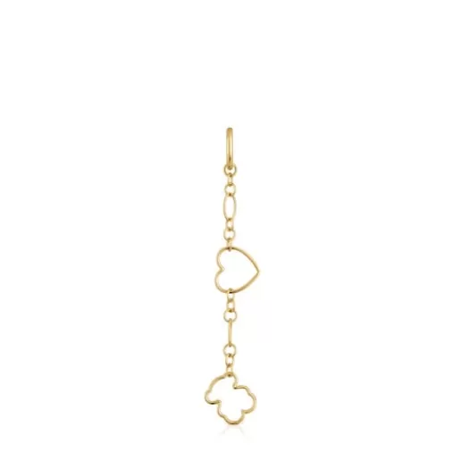 New New Silueta single long Earring with 18kt gold plating over silver and motifs Silver Earrings | Large Earrings