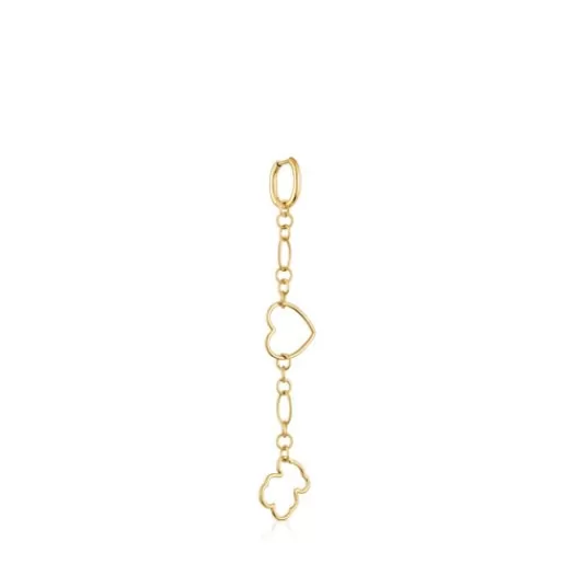 New New Silueta single long Earring with 18kt gold plating over silver and motifs Silver Earrings | Large Earrings