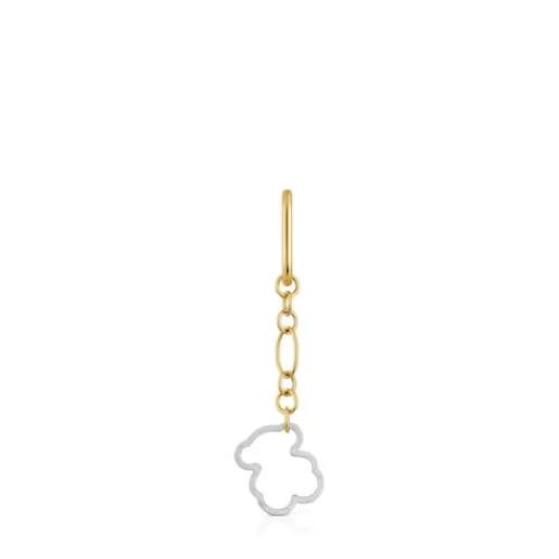 Sale New Silueta single long Earring with two-tone bear motif Silver Earrings | Large Earrings