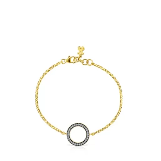 New Nocturne disc Bracelet in Silver Vermeil with Diamonds Silver Bracelets | Chain Bracelets