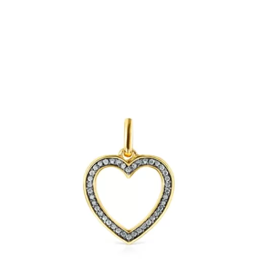 Outlet Nocturne heart Pendant in Silver Vermeil with Diamonds Silver Pendants