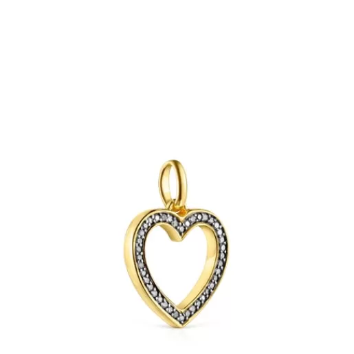 Outlet Nocturne heart Pendant in Silver Vermeil with Diamonds Silver Pendants