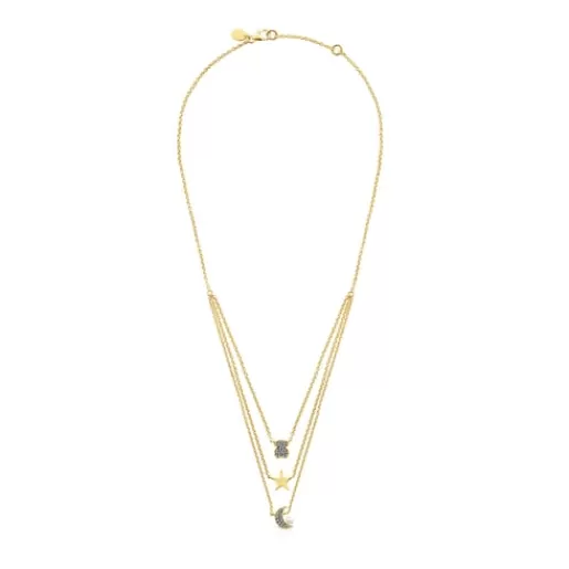 Hot Nocturne Necklace in Silver Vermeil with Diamonds and Pearl Silver Necklaces | Short Necklaces