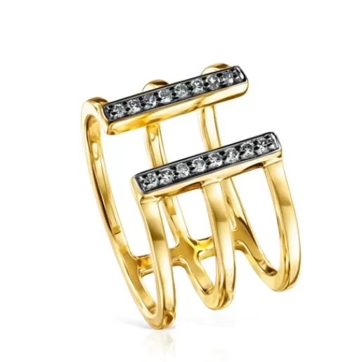 Flash Sale Nocturne triple Ring in Silver Vermeil with Diamonds Silver Rings | Diamond Rings