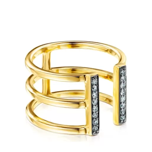 Flash Sale Nocturne triple Ring in Silver Vermeil with Diamonds Silver Rings | Diamond Rings