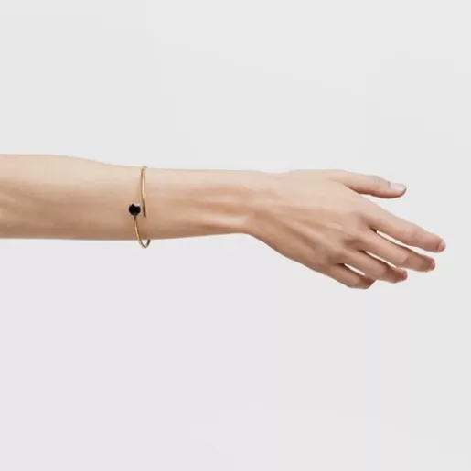 Discount Open bracelet with 18kt gold plating over silver and onyx Cachito Mío Silver Bracelets | Bangle Bracelets