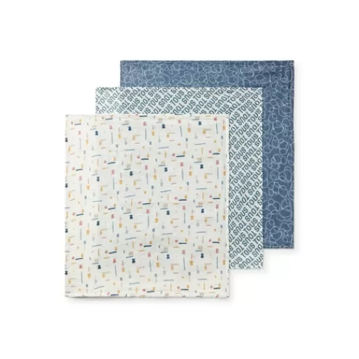 Flash Sale Pack of 3 muslins in MMuse blue Kids Accessories