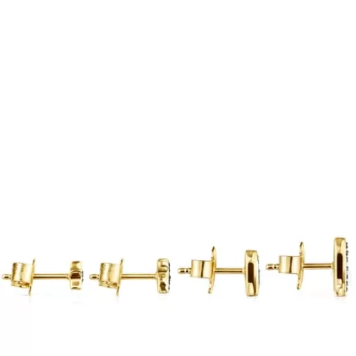 Shop Pack of Nocturne Earrings in Silver Vermeil with Diamonds and Pearl Silver Earrings | Small Earrings