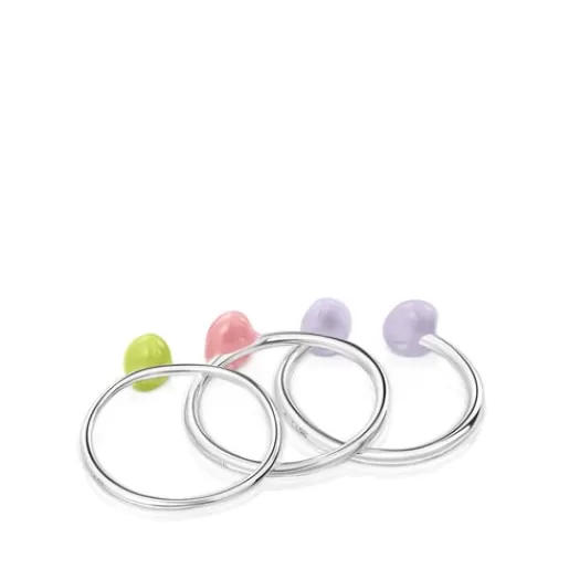 Best Sale Pack of silver and colored enamel Joy Bits rings Silver Rings | Small Rings