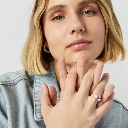 Best Sale Pack of silver and colored enamel Joy Bits rings Silver Rings | Small Rings