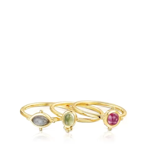 Sale Pack of silver vermeil Magic Nature Rings with gemstones Silver Rings | Small Rings