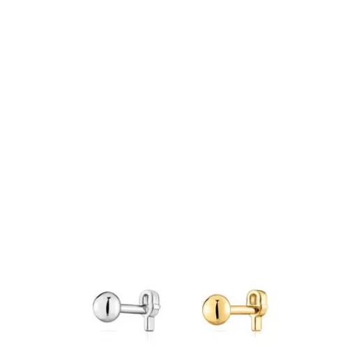 Online Pack of MANIFESTO Ear piercings in gold- and silver-colored IP steel Silver Earrings | Small Earrings