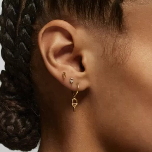 Online Pack of MANIFESTO Ear piercings in gold- and silver-colored IP steel Silver Earrings | Small Earrings