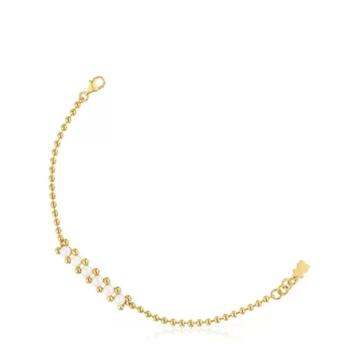 Hot Pearl chain Bracelet with 18kt gold plating over silver and cultured pearls Gloss Silver Bracelets | Chain Bracelets