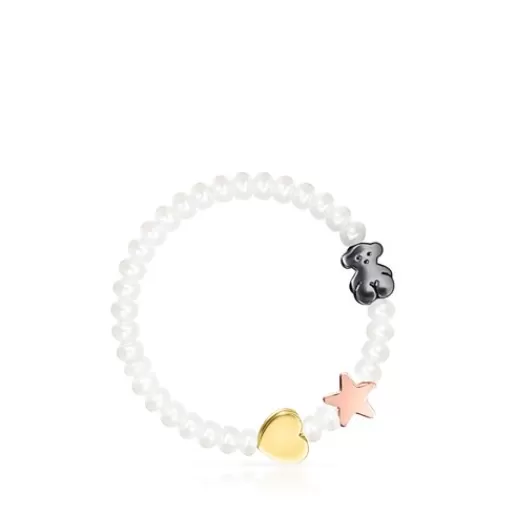 New Pearl Sweet Dolls Bracelet with Silver Vermeil, Rose Silver Vermeil and Dark Silver Kids Silver Bracelets | Pearl Bracelets