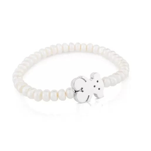 Cheap Pearls Sweet Dolls Bracelet with Silver Bear motif Kids Silver Bracelets | Pearl Bracelets