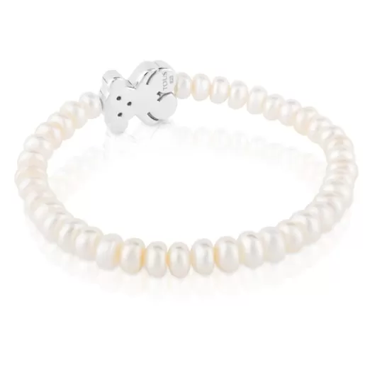 Cheap Pearls Sweet Dolls Bracelet with Silver Bear motif Kids Silver Bracelets | Pearl Bracelets