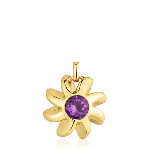Hot Pendant with 18kt gold plating over silver and amethyst Galia Silver Pendants