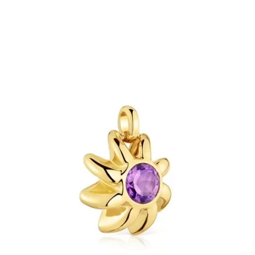 Hot Pendant with 18kt gold plating over silver and amethyst Galia Silver Pendants