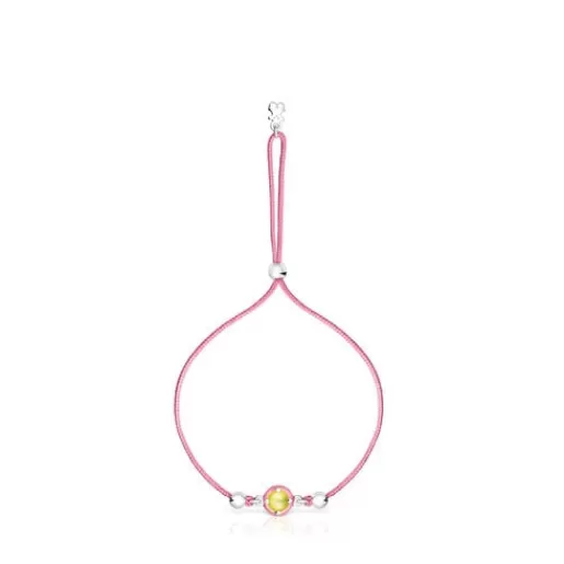 Hot Pink cord Vibrant Colors Bracelet with chalcedony and enamel Silver Bracelets | Cord And Thread Bracelets