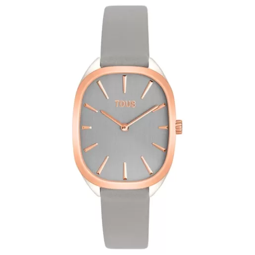 Flash Sale Pink IPG steel analog Watch with gray leather strap Heritage For Her | Analog Watches