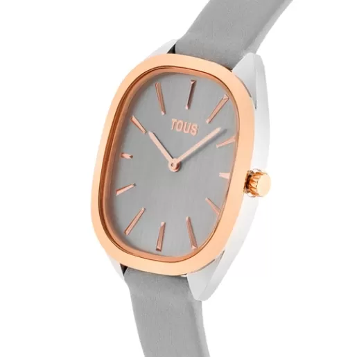 Flash Sale Pink IPG steel analog Watch with gray leather strap Heritage For Her | Analog Watches