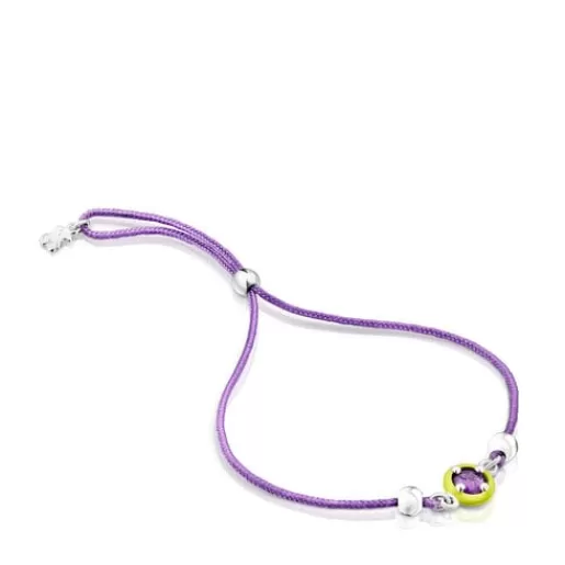 New Purple cord Vibrant Colors Bracelet with amethyst and enamel Silver Bracelets | Cord And Thread Bracelets
