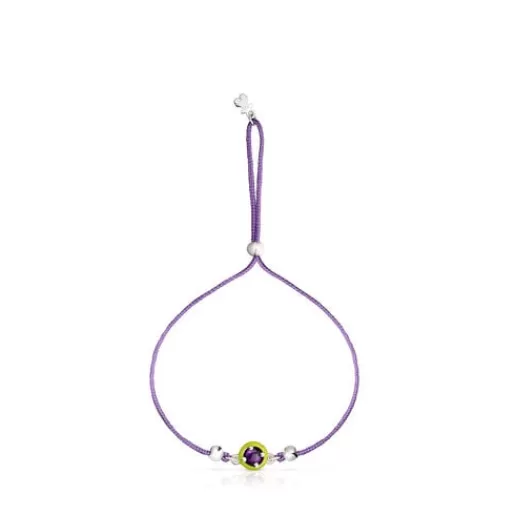 New Purple cord Vibrant Colors Bracelet with amethyst and enamel Silver Bracelets | Cord And Thread Bracelets