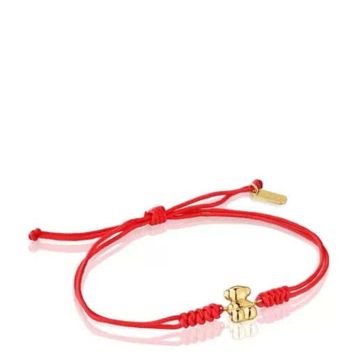 Cheap Red nylon and gold bear Bracelet Bold Bear Gold Bracelets | Cord And Thread Bracelets