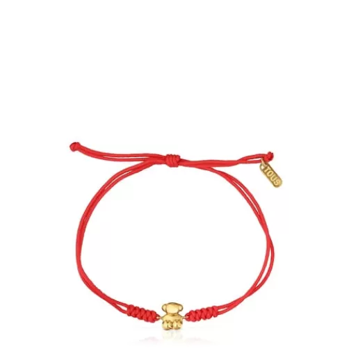 Cheap Red nylon and gold bear Bracelet Bold Bear Gold Bracelets | Cord And Thread Bracelets