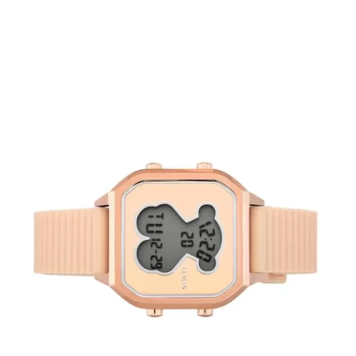 Flash Sale Rose IP Steel D-Bear Teen Watch with nude Silicone strap For Her