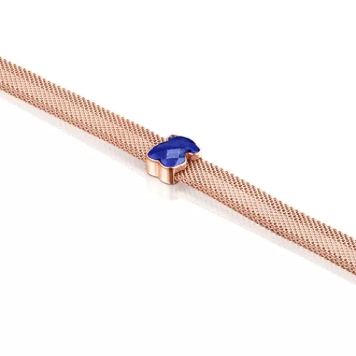 Best Rose IP Steel Mesh Color Necklace with Lapis Lazuli Silver Necklaces | Short Necklaces