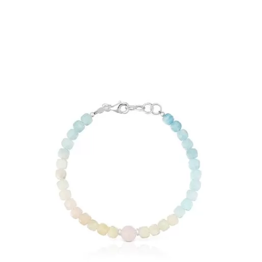 Best Rose quartz and multicolored beryllium ball Bracelet Basic Colors Silver Bracelets | Ball Bracelets