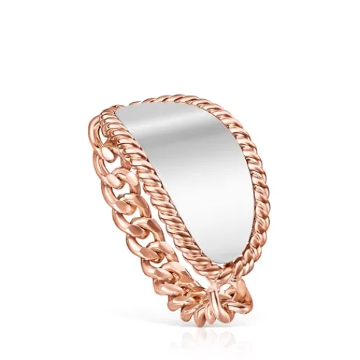 Hot Rose Silver Vermeil and Silver Minne Ring with oval medallion Silver Rings