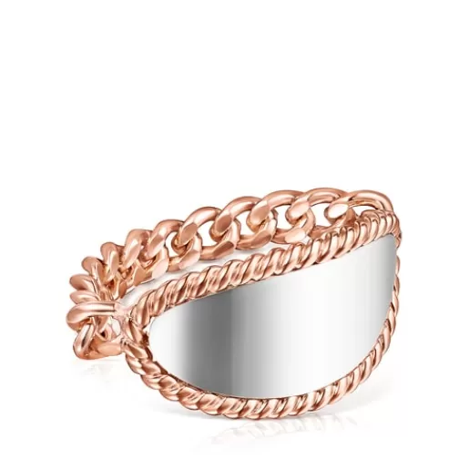 Hot Rose Silver Vermeil and Silver Minne Ring with oval medallion Silver Rings